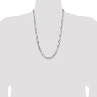 14K White Gold 26" Flat Beveled Curb Chain with Lobster Clasp - 7.25mm Width by 0
