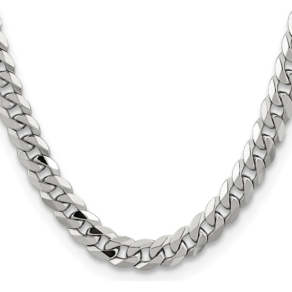 14K White Gold 26" Flat Beveled Curb Chain with Lobster Clasp by 0