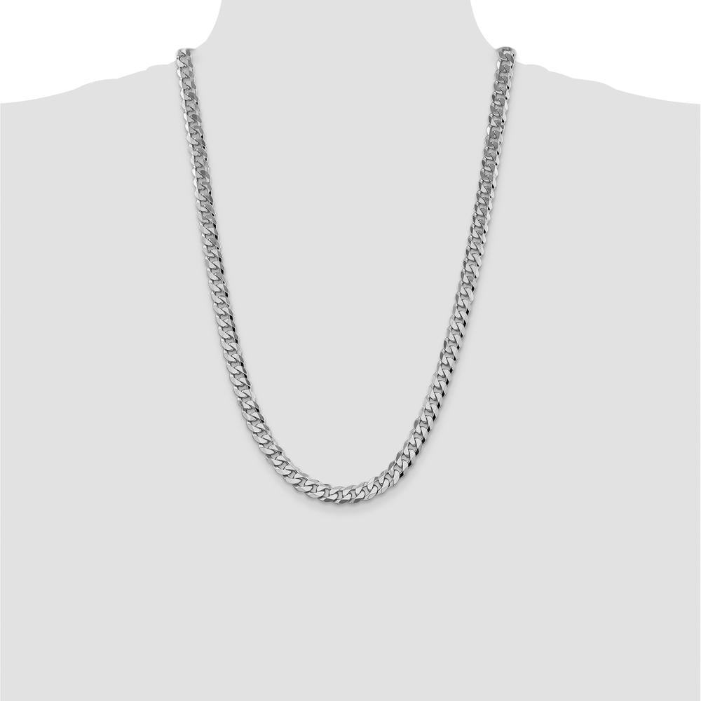 14K White Gold 26" Flat Beveled Curb Chain with Lobster Clasp by 0