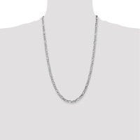 14K White Gold 26" Flat Figaro Chain with Polished Finish and Lobster Clasp by 0