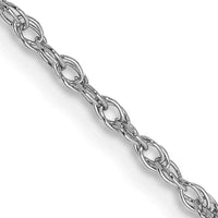 14K White Gold 26" Heavy Baby Rope Chain Necklace with Lobster Clasp - 1.3mm Width by Oro Pregiato
