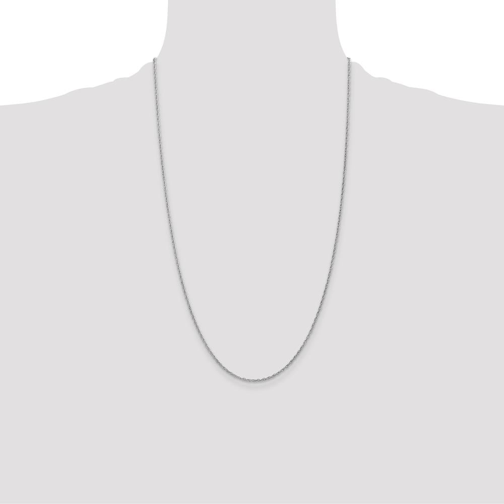 14K White Gold 26" Heavy Baby Rope Chain Necklace with Lobster Clasp - 1.3mm Width by Oro Pregiato