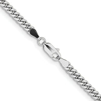 14K White Gold 26-Inch 3.5mm Solid Cuban Chain with Rhodium Plating by Oro Pregiato
