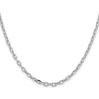 14K White Gold 26-inch Diamond-Cut Open Link Cable Chain - Polished Finish by Oro Pregiato