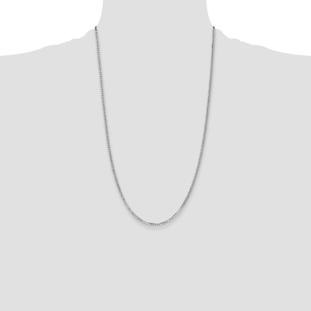 14K White Gold 26-Inch Flat Beveled Curb Chain Necklace with Polished Finish and Lobster Clasp by 0