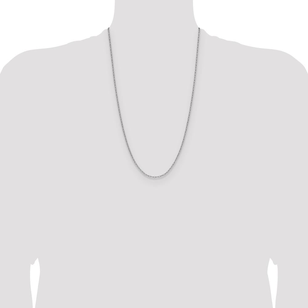 14K White Gold 26-inch Semi-Solid Beveled Paperclip Chain Necklace by Oro Pregiato