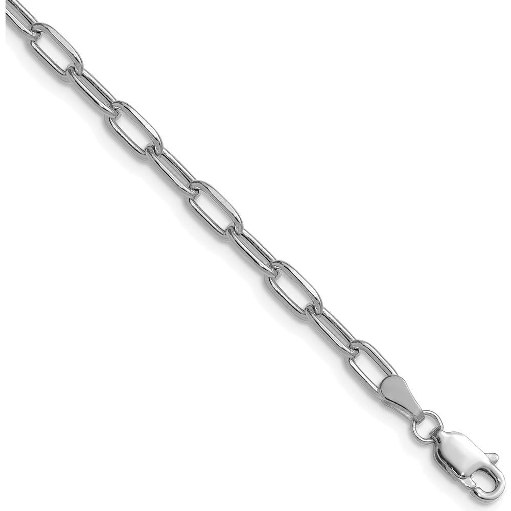 14K White Gold 26-inch Semi-Solid Paperclip Chain with Beveled Edges by Oro Pregiato