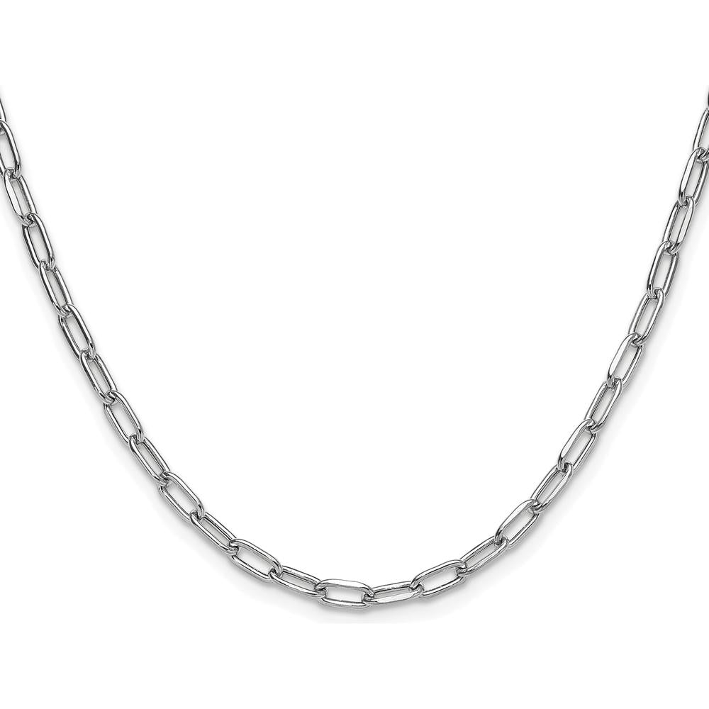 14K White Gold 26-inch Semi-Solid Paperclip Chain with Beveled Edges by Oro Pregiato