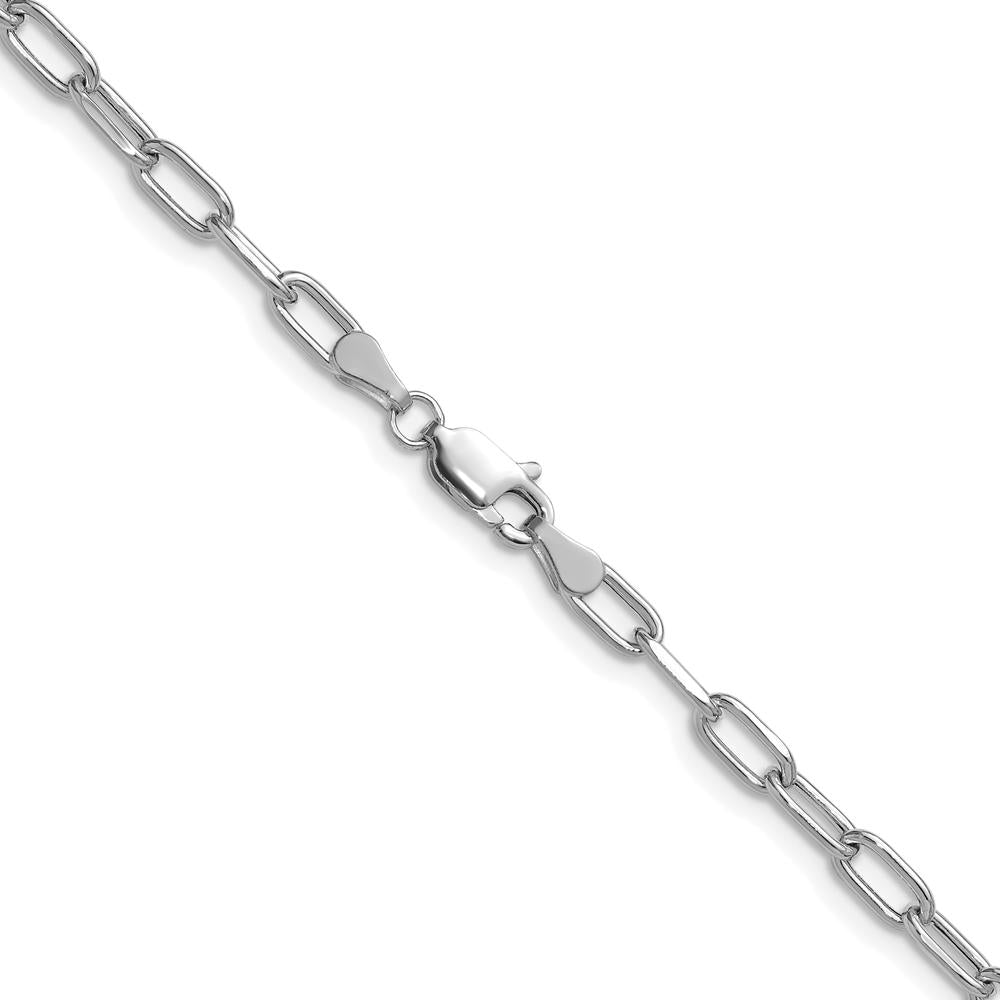 14K White Gold 26-inch Semi-Solid Paperclip Chain with Beveled Edges by Oro Pregiato