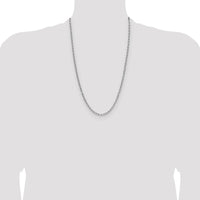 14K White Gold 26-inch Semi-Solid Paperclip Chain with Beveled Edges by Oro Pregiato