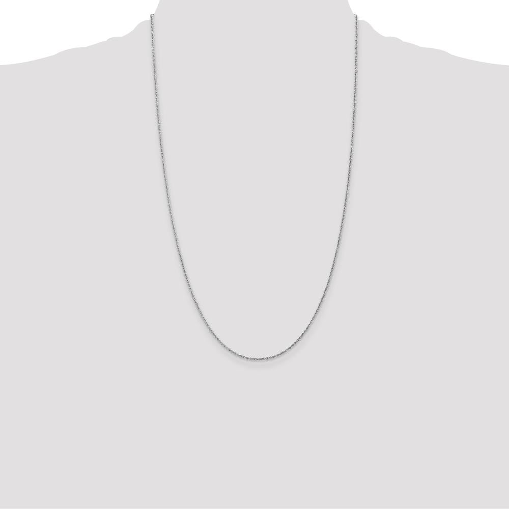14K White Gold 26" Light Baby Rope Chain Necklace - Rhodium Plated with Spring Ring Clasp by Oro Pregiato