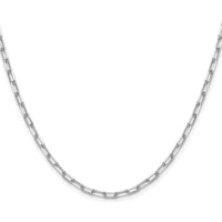 14K White Gold 26" Paperclip Chain Necklace with Beveled Links - Polished Rhodium Finish by Oro Pregiato
