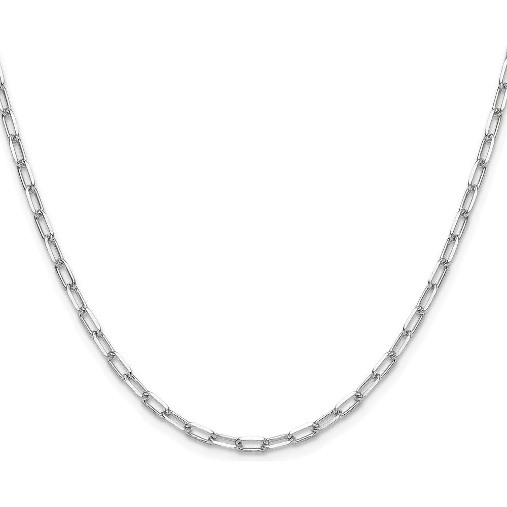 14K White Gold 26" Paperclip Chain Necklace with Beveled Links - Polished Rhodium Finish by Oro Pregiato