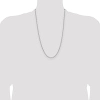 14K White Gold 26" Paperclip Chain Necklace with Beveled Links - Polished Rhodium Finish by Oro Pregiato