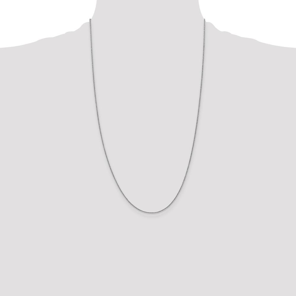 14K White Gold 26" Spiga Chain with Lobster Clasp - 0.85mm Wide, Polished Finish by Oro Pregiato