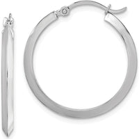 14K White Gold 26mm Polished Rhodium-Plated Large Hoop Earrings by 0
