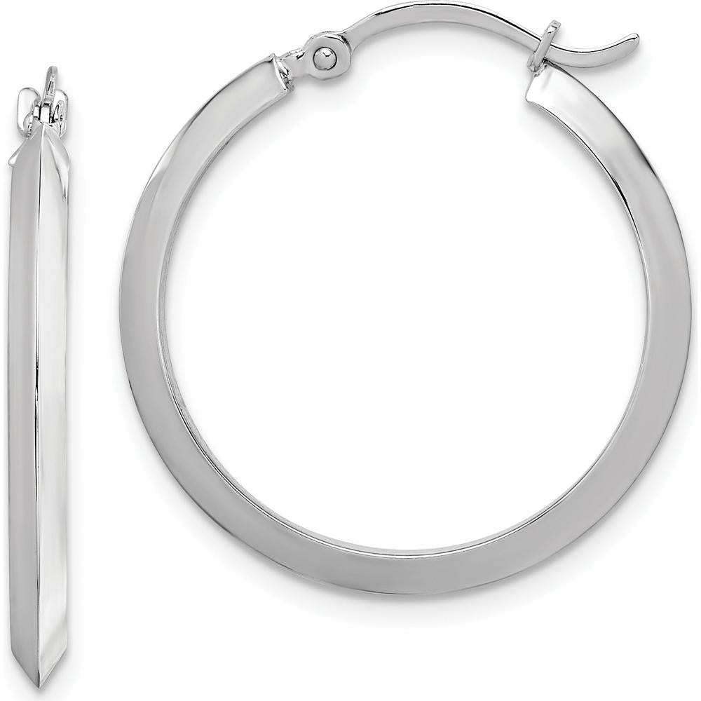 14K White Gold 26mm Polished Rhodium-Plated Large Hoop Earrings by 0