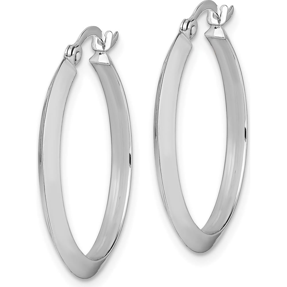 14K White Gold 26mm Polished Rhodium-Plated Large Hoop Earrings by 0
