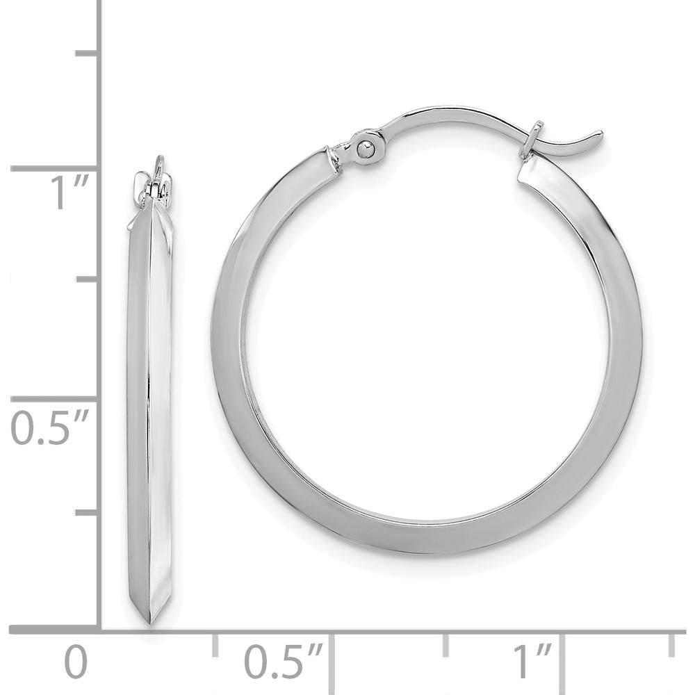 14K White Gold 26mm Polished Rhodium-Plated Large Hoop Earrings by 0