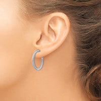 14K White Gold 26mm Twisted Round Hoop Earrings with Polished Finish by Oro Pregiato