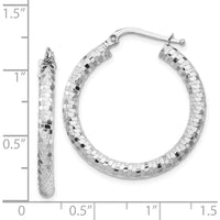 14K White Gold 27mm Diamond-Cut Medium Hoop Earrings with Rhodium Finish by 0
