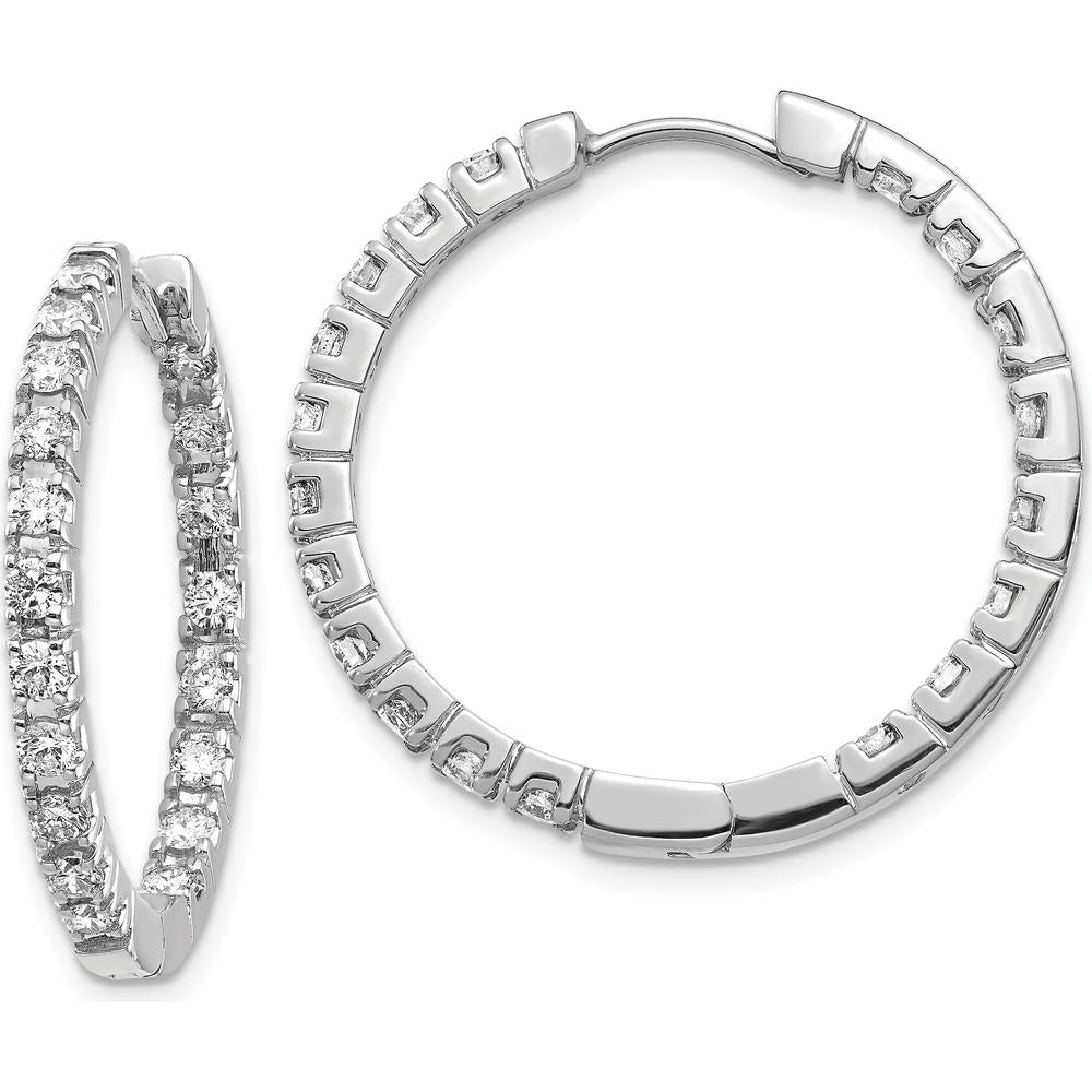 14K White Gold 27mm In & Out Hoop Earrings with 38 Round Diamonds - 2.3 Carat Total Diamond Weight by Monteluci Fine Jewelry