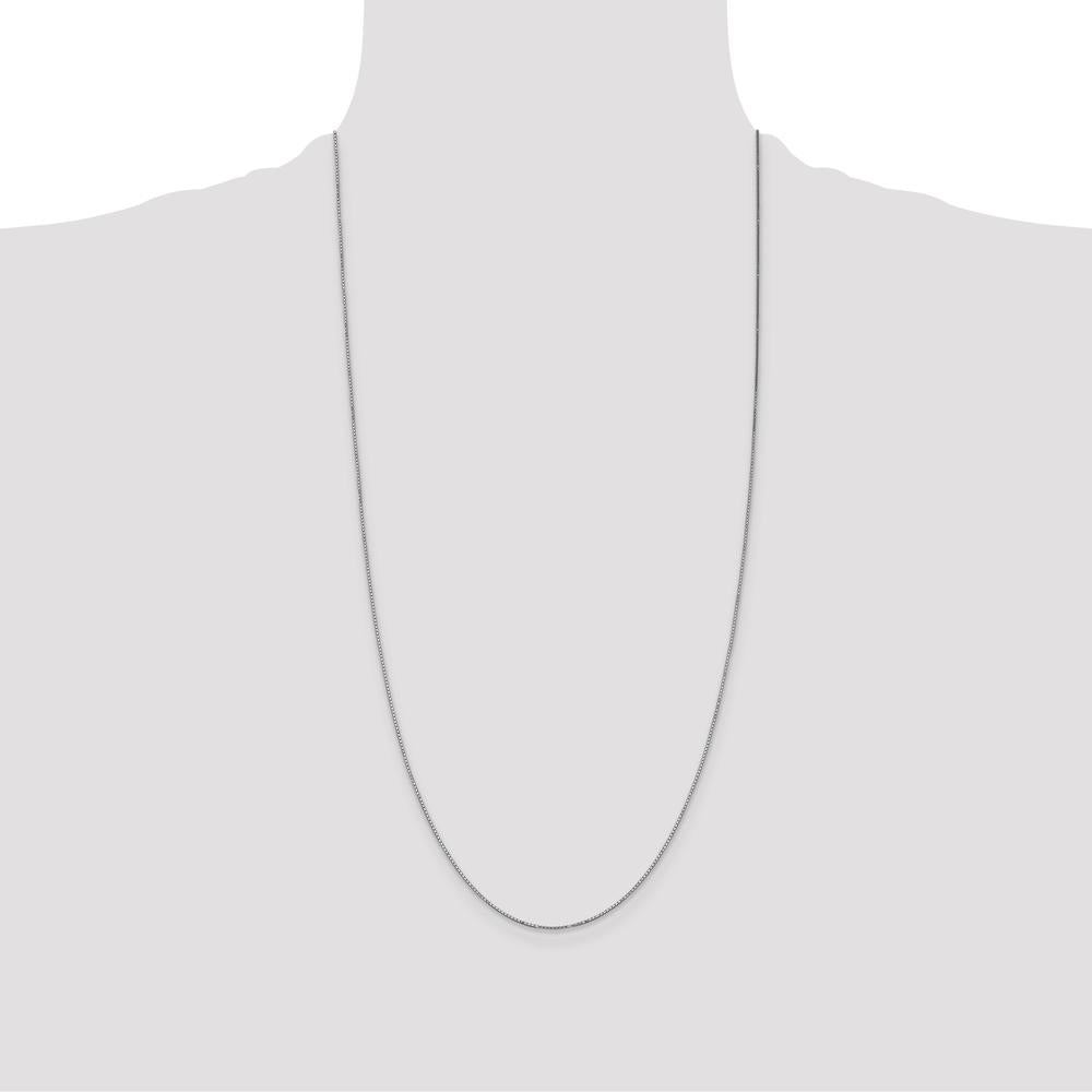 14K White Gold 28" 0.9mm Box Chain Necklace with Spring Ring Clasp by Oro Pregiato