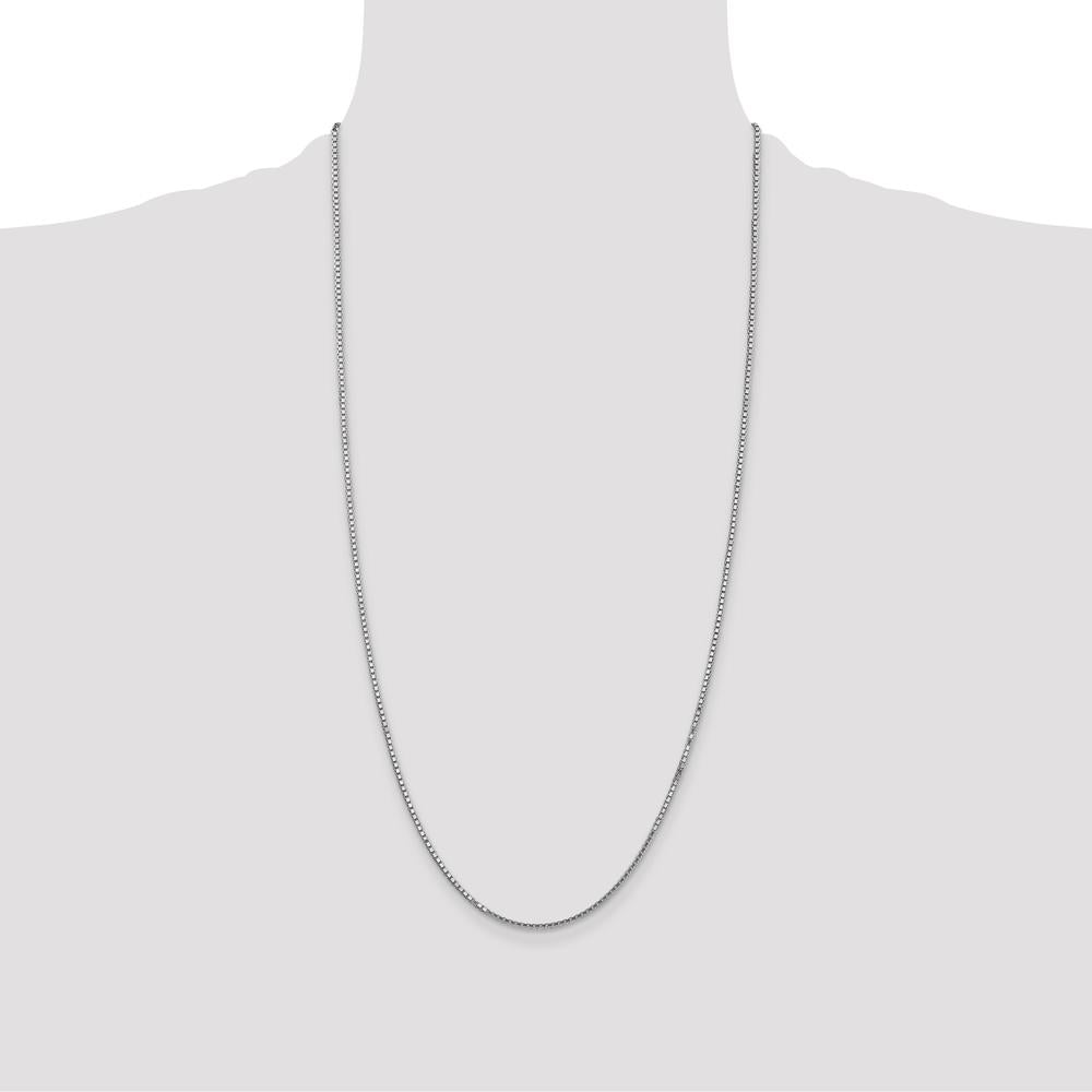 14K White Gold 28" 1.5mm Box Chain Necklace with Lobster Clasp by Oro Pregiato