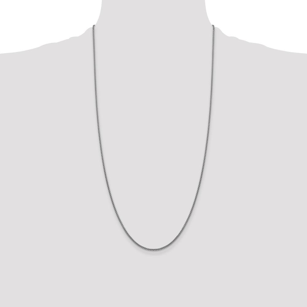 14K White Gold 28" 1.5mm Semi-Solid Round Box Chain with Lobster Clasp by Oro Pregiato