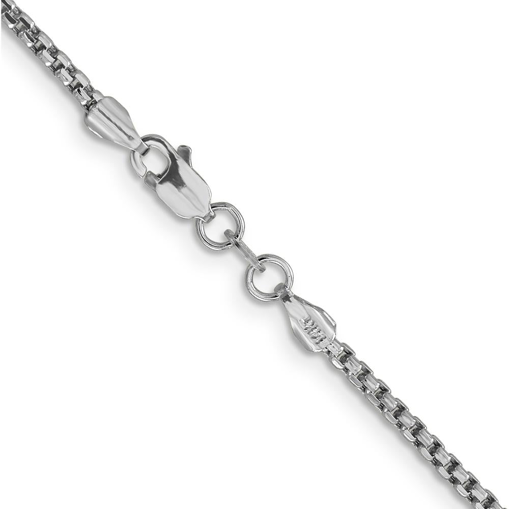 14K White Gold 28" 1.75mm Semi-Solid Round Box Chain with Lobster Clasp - Rhodium Plated by Oro Pregiato
