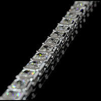 14K White Gold 28.13 Carat Tennis Necklace with Bezel-Set East-West Radiant Cut Lab Diamonds (69 Stones, E-F Color, VS1 Clarity) - Covaloro Fine Jewelry