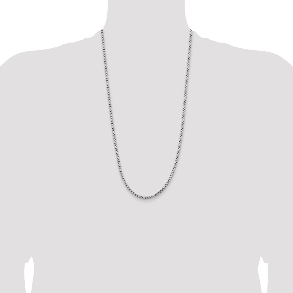 14K White Gold 28" 3.6mm Semi-Solid Round Box Chain with Lobster Clasp by IBGoodman