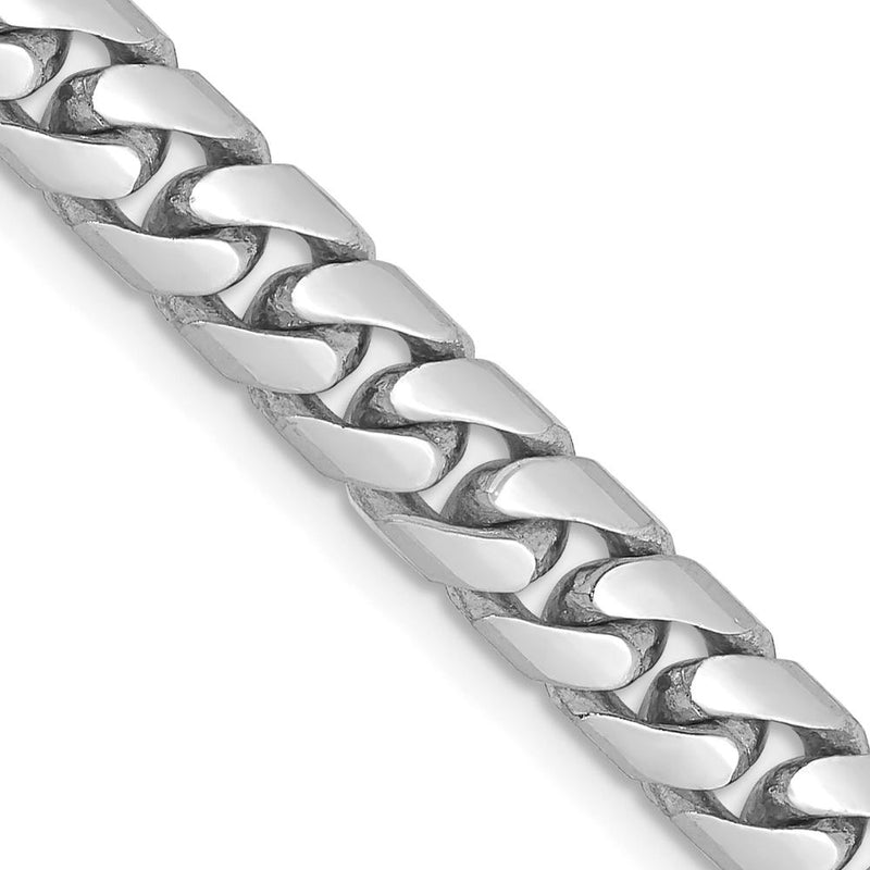 14K White Gold 28" 5.5mm Solid Miami Cuban Link Chain with Lobster Clasp by Oro Pregiato