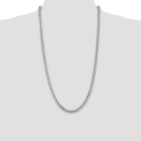 14K White Gold 28" 5.5mm Solid Miami Cuban Link Chain with Lobster Clasp by Oro Pregiato