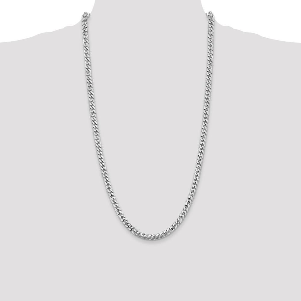 14K White Gold 28" 5.5mm Solid Miami Cuban Link Chain with Lobster Clasp by Oro Pregiato