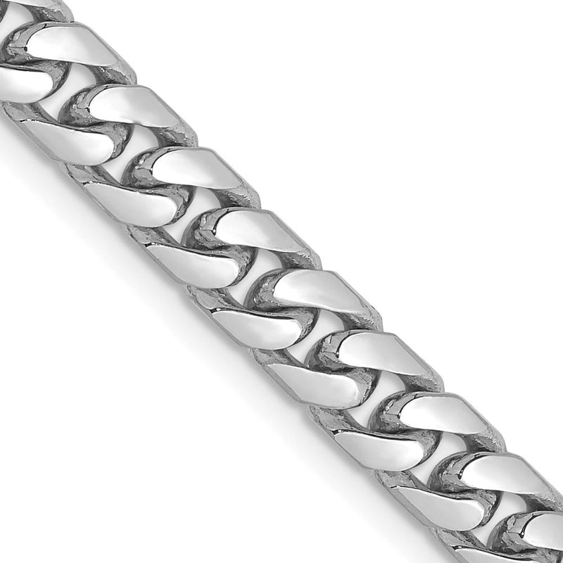 14K White Gold 28" 5mm Solid Miami Cuban Link Chain with Lobster Clasp by Oro Pregiato
