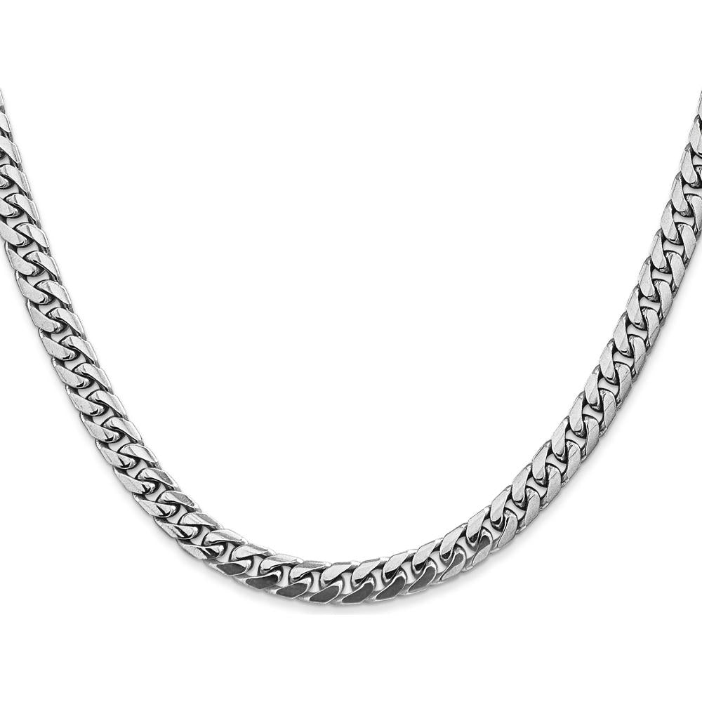 14K White Gold 28" 5mm Solid Miami Cuban Link Chain with Lobster Clasp by Oro Pregiato