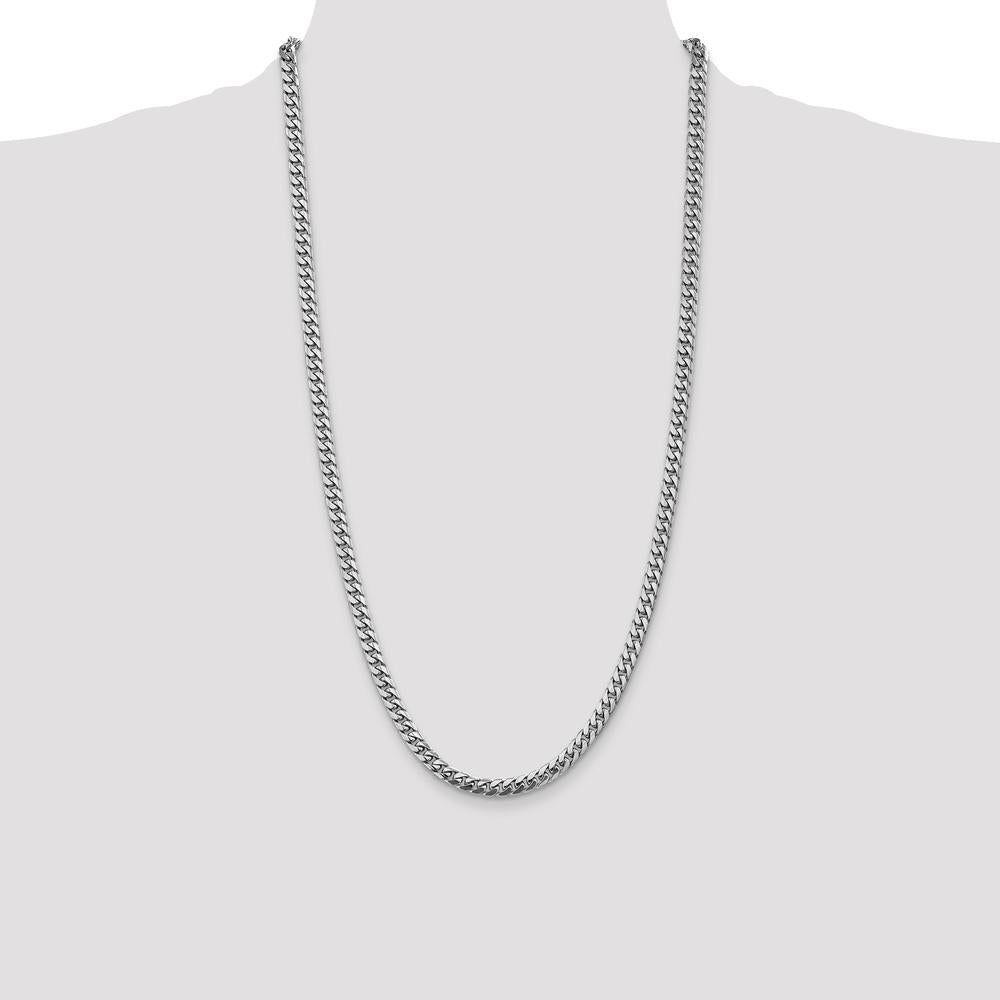 14K White Gold 28" 5mm Solid Miami Cuban Link Chain with Lobster Clasp by Oro Pregiato
