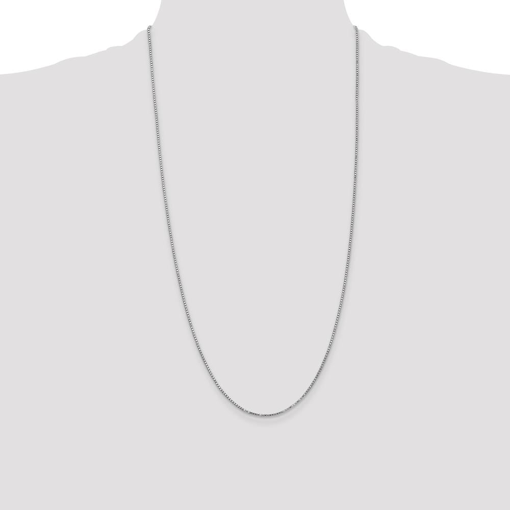14K White Gold 28" Box Chain Necklace with Lobster Clasp - Polished Finish by Oro Pregiato