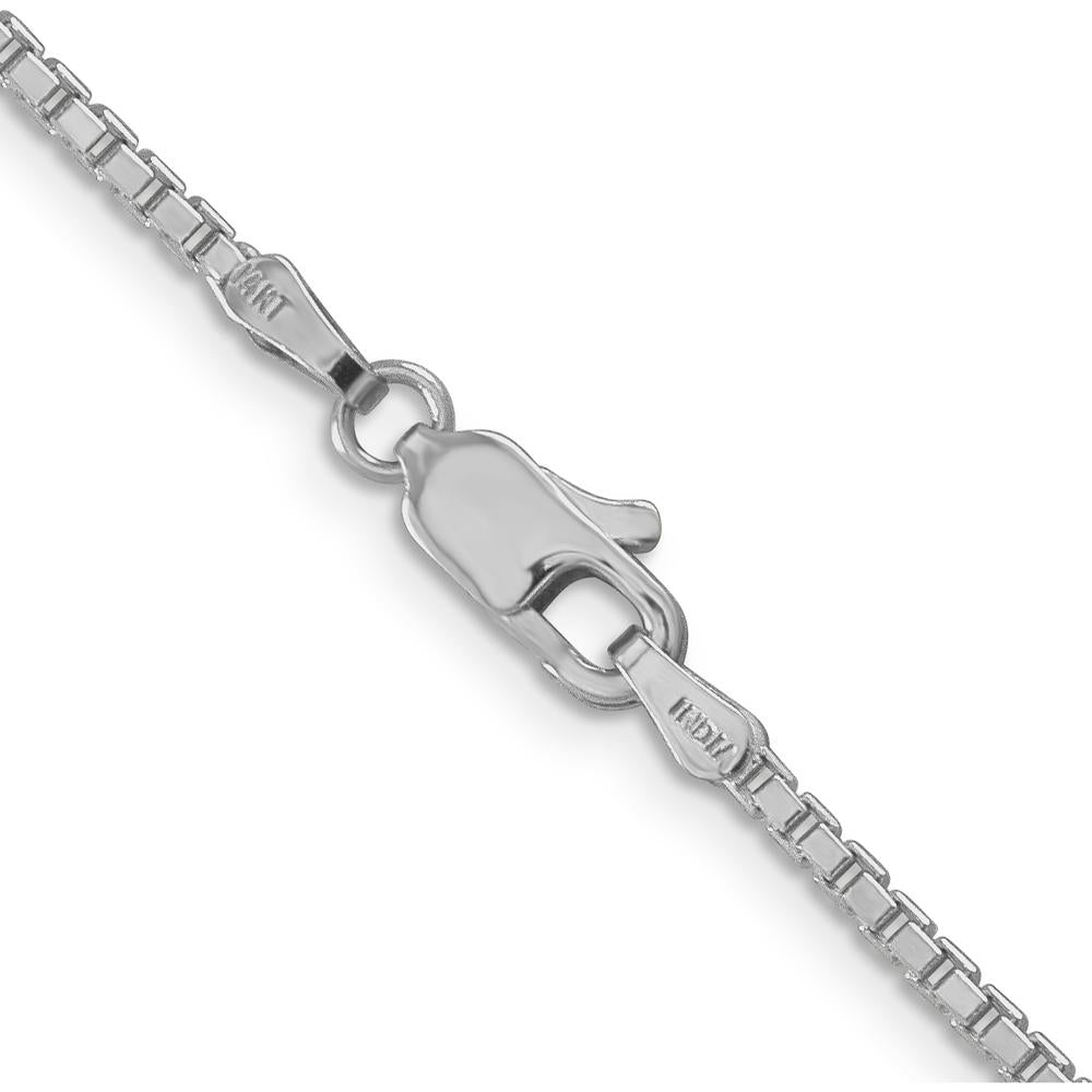 14K White Gold 28" Box Chain Necklace with Polished Finish and Lobster Clasp by Oro Pregiato
