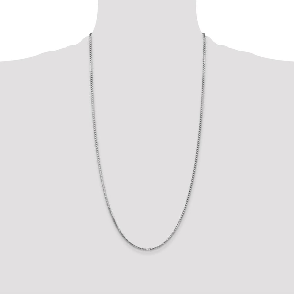 14K White Gold 28" Box Chain Necklace with Polished Finish and Lobster Clasp by Oro Pregiato