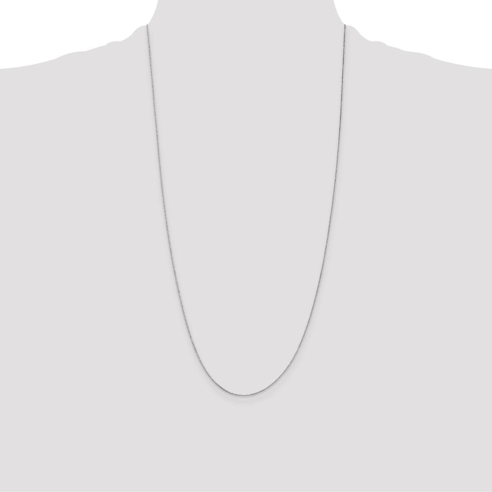 14K White Gold 28" Box Chain Necklace with Polished Finish and Spring Ring Clasp by Oro Pregiato