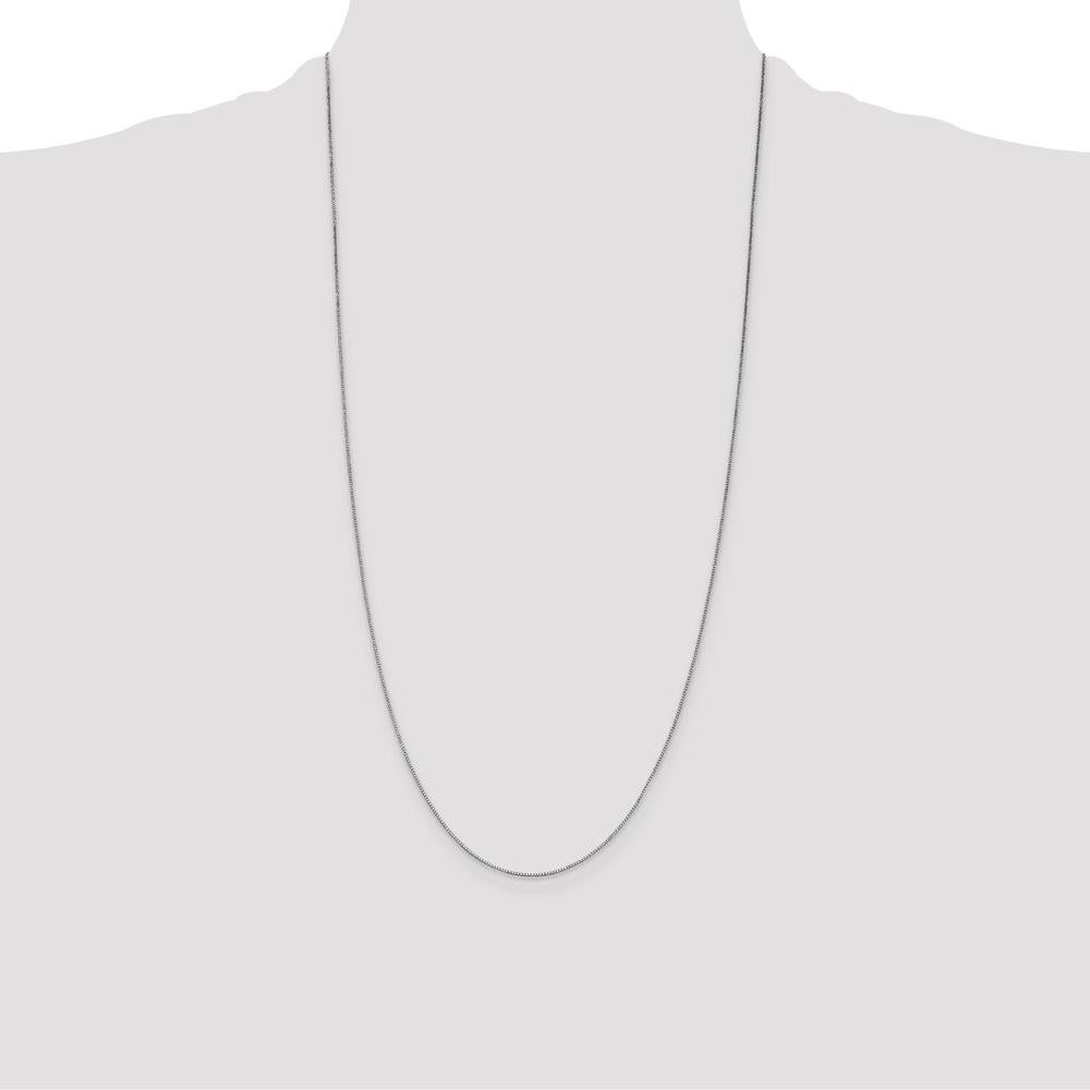 14K White Gold 28" Box Chain with Lobster Clasp - 0.7mm Width by Oro Pregiato