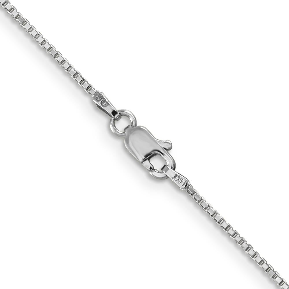 14K White Gold 28" Box Chain with Polished Finish and Lobster Clasp by Oro Pregiato