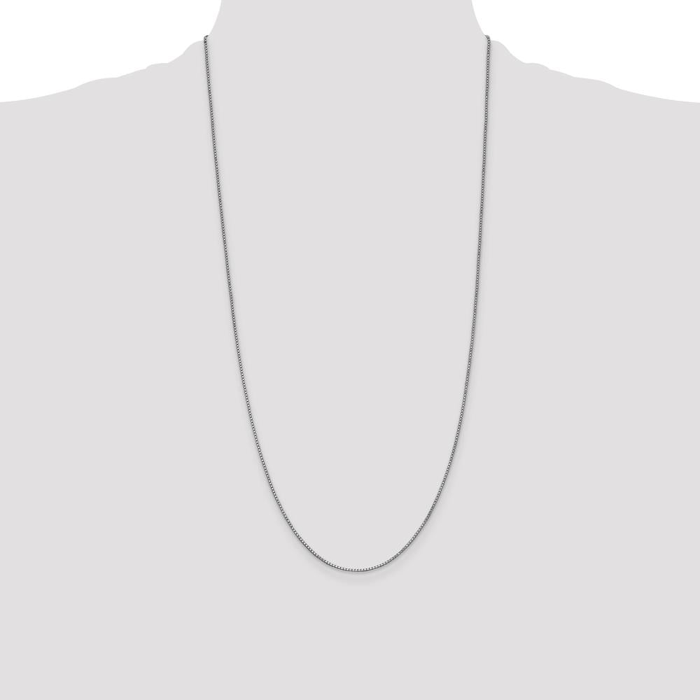 14K White Gold 28" Box Chain with Polished Finish and Lobster Clasp by Oro Pregiato