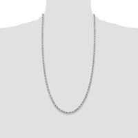 14K White Gold 28" Diamond-cut Rope Chain Necklace with Lobster Clasp