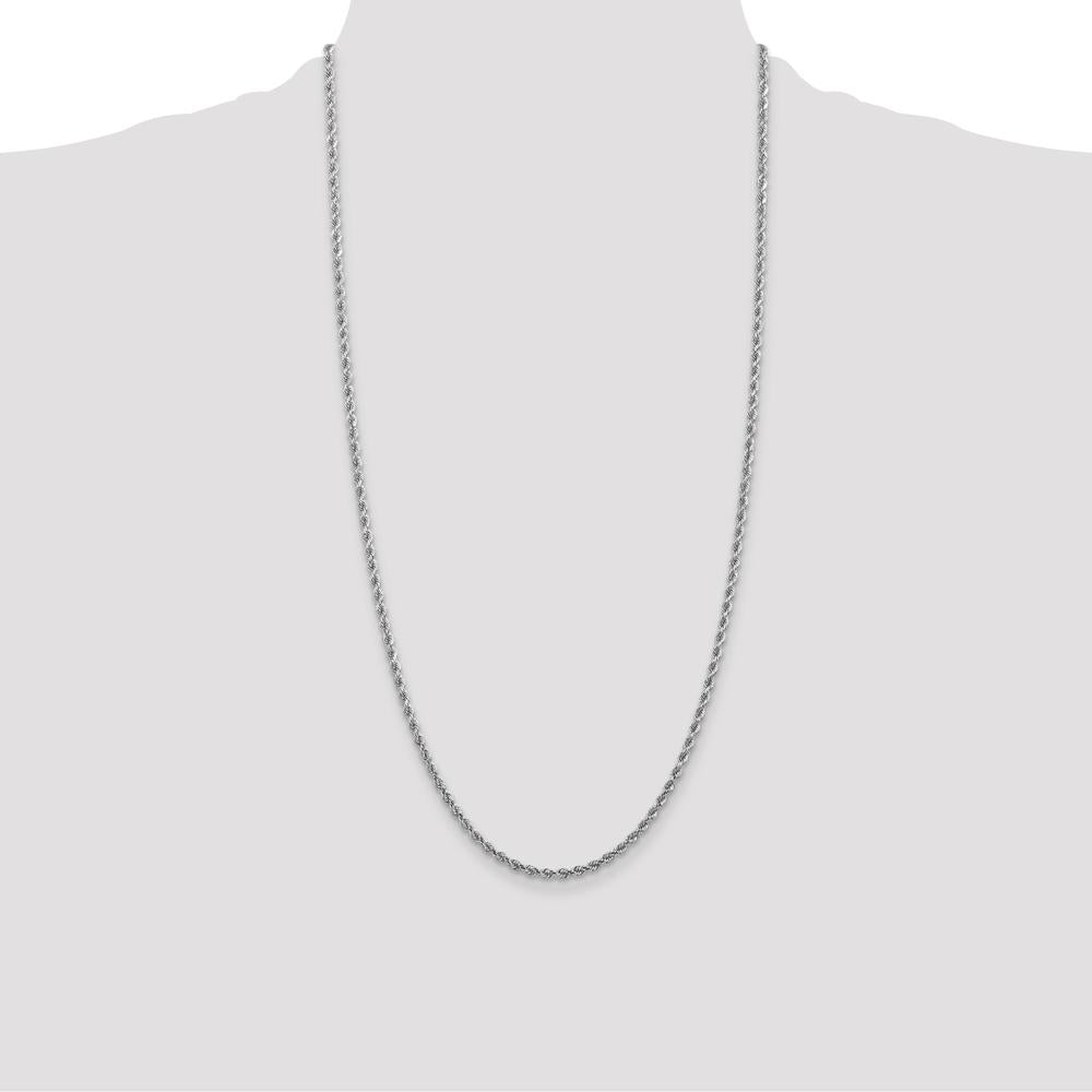 14K White Gold 28" Diamond-Cut Rope Chain Necklace with Lobster Clasp - 2.75mm Width