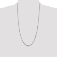 14K White Gold 28" Diamond-Cut Rope Chain Necklace with Lobster Clasp - 3.25mm Solid Rhodium-Plated Design