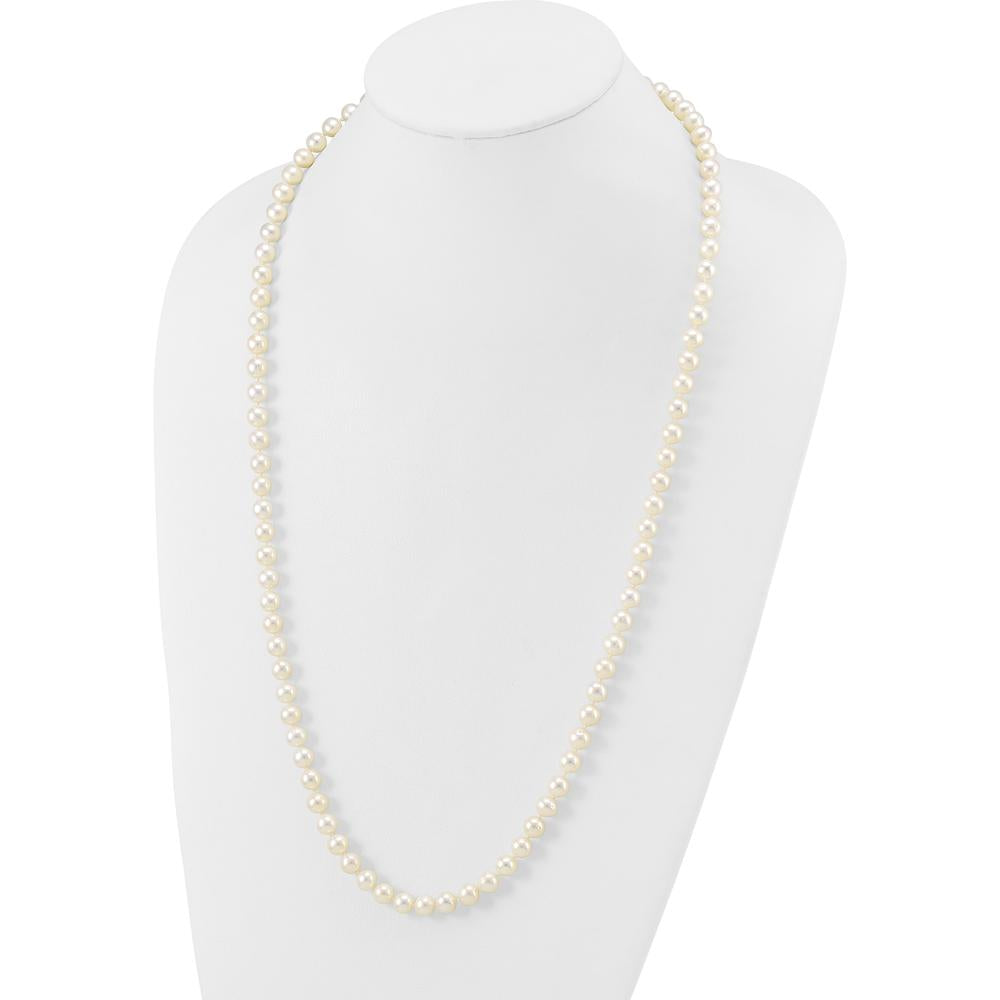 14K White Gold 28" Necklace with 7-8mm Near Round Freshwater Cultured Pearls by Monteluci Fine Jewelry