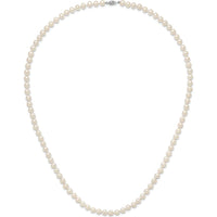 14K White Gold 28" Necklace with 7-8mm Near Round Freshwater Cultured Pearls by Monteluci Fine Jewelry